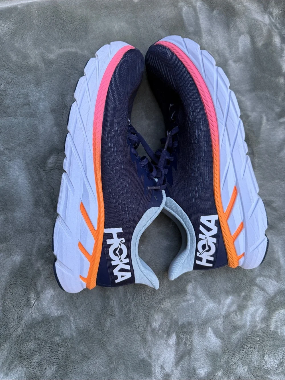 Hoka One One Women's Navy with Pink & Orange Accent Running Shoes